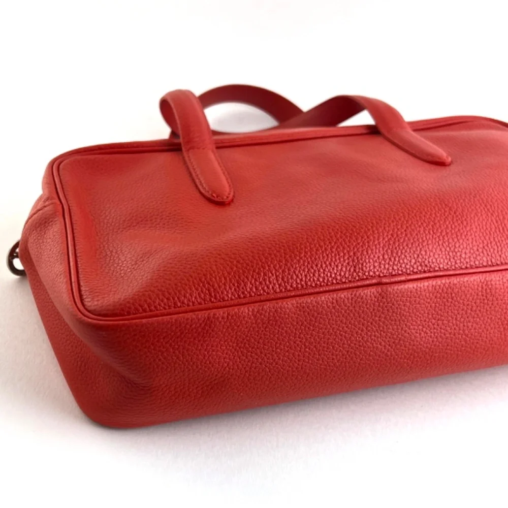Longchamp handbag - Striking orange pebbled leather. - Picture 6 of 9